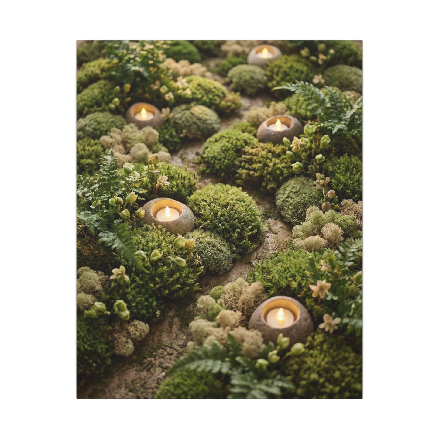 Moss Close Up Japanese Pattern Canvas Art | Neutral Japandi Art