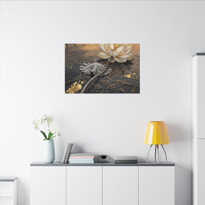 Kintsugi Lotus Flower in Golden Hour | Gold Vein Canvas Art