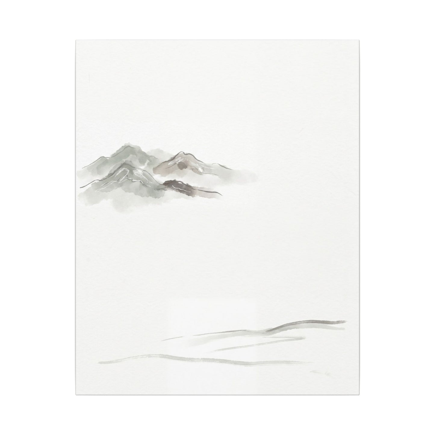 Winter Mountain Mist Minimal Line Canvas Art | Elegant Decor