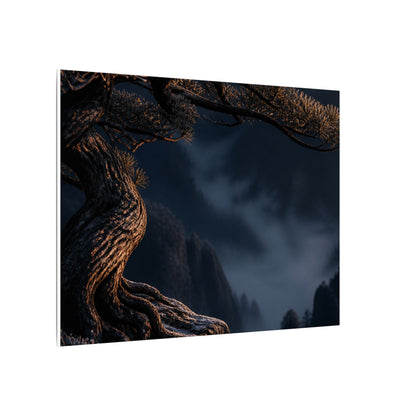 Bold Pine Tree Canvas Art - Shadow Zen Dark Japandi