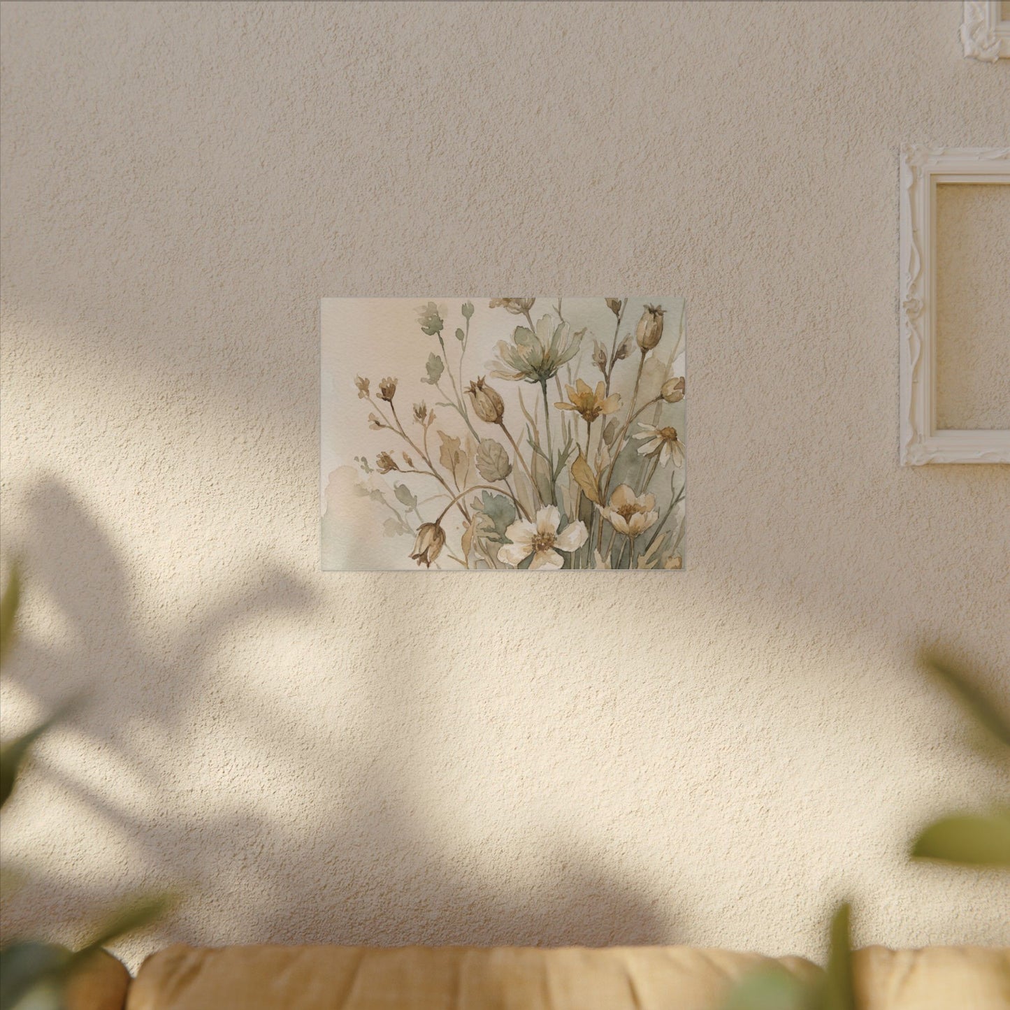 Summer Dried Flowers Watercolor Canvas Art | Elegant Decor