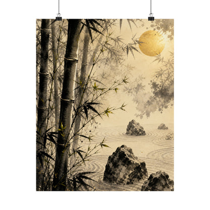 Contemplative Bamboo Grove Wall Art Print - Karesansui Zen