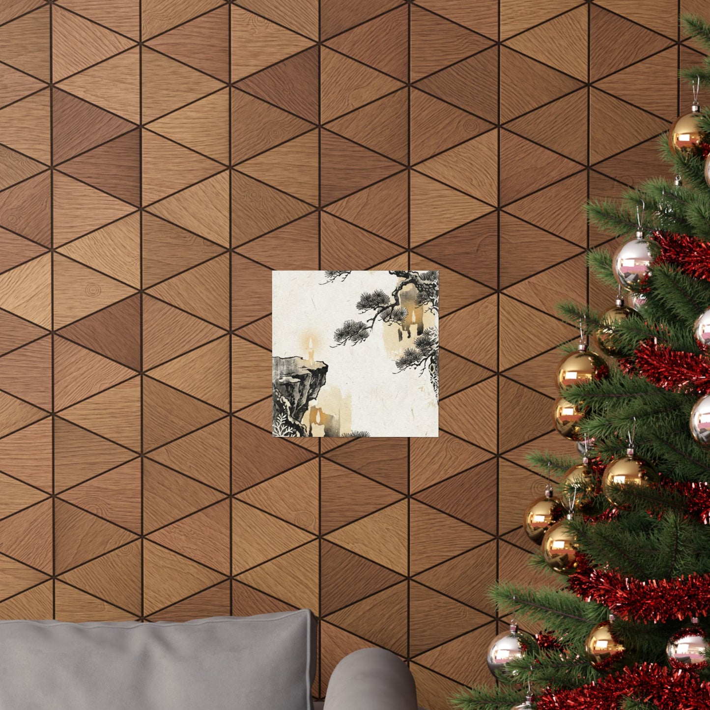 Ma Pine Tree Wall Art Print - Japandi Japanese Pattern