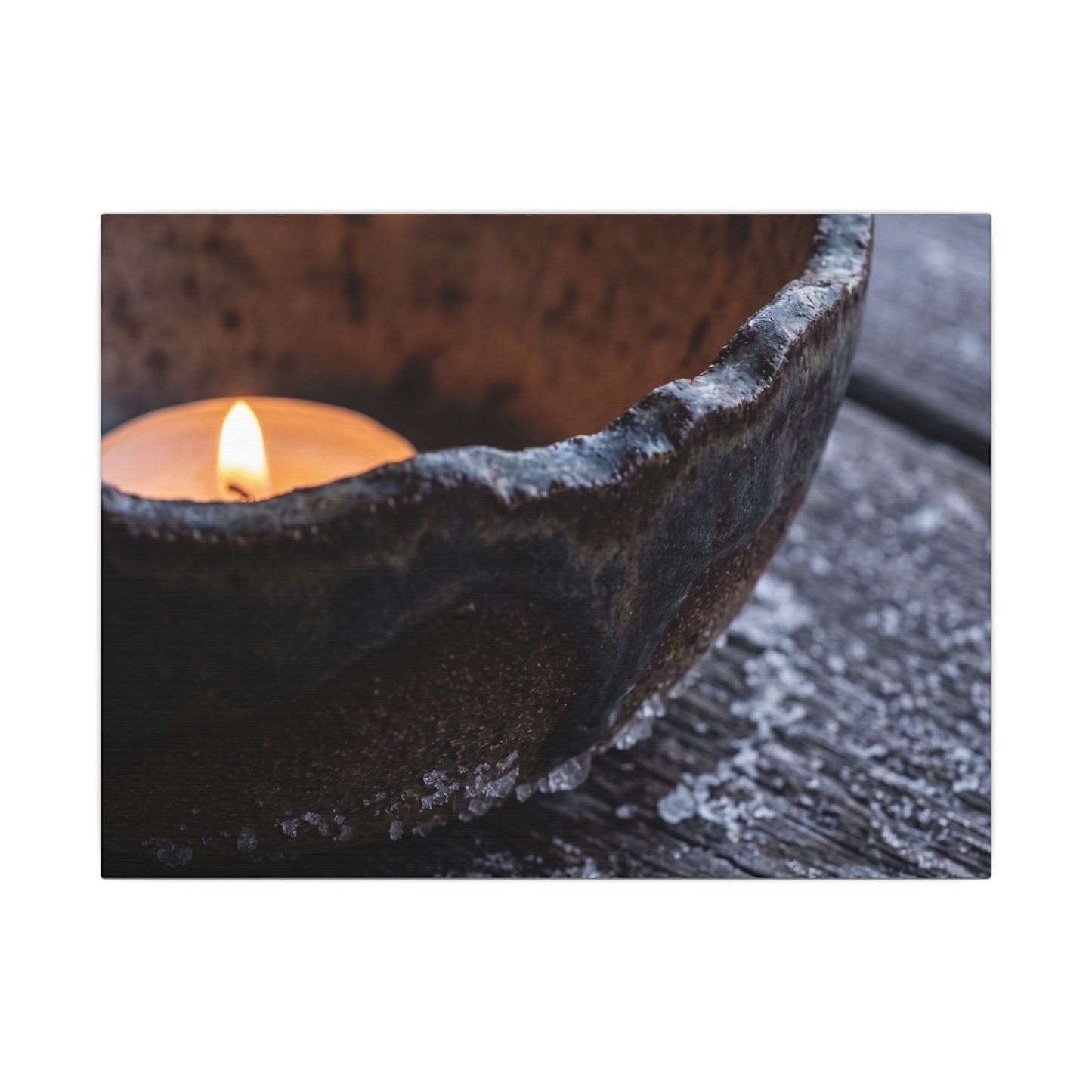 Atmospheric Ceramic Bowl Canvas Art - Moody Minimal Dark Japandi Art Print