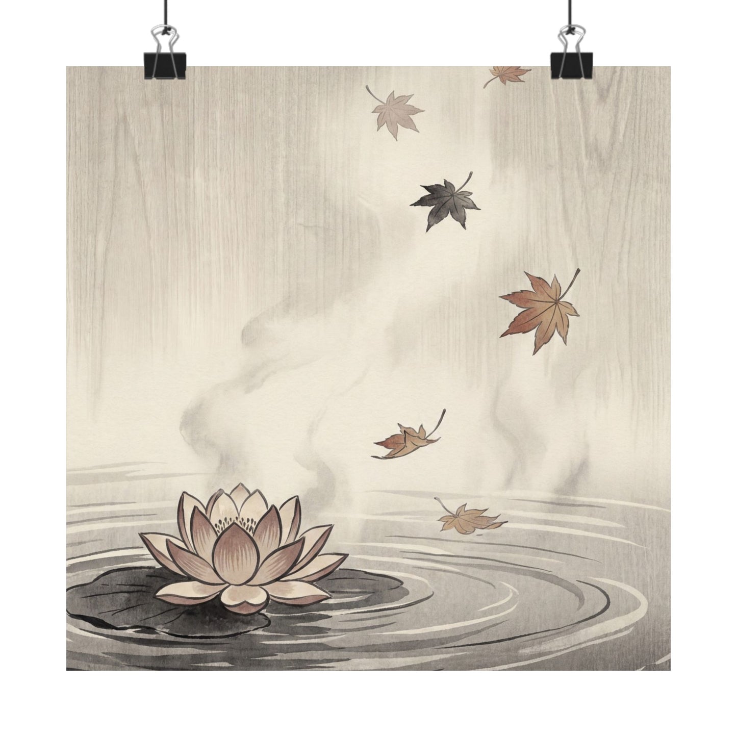 Lotus Flower Wall Art Print | Autumn Zen Ukiyo E Inspired Art Art Print
