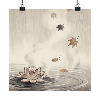 Lotus Flower Wall Art Print | Autumn Zen Ukiyo E Inspired Art Art Print