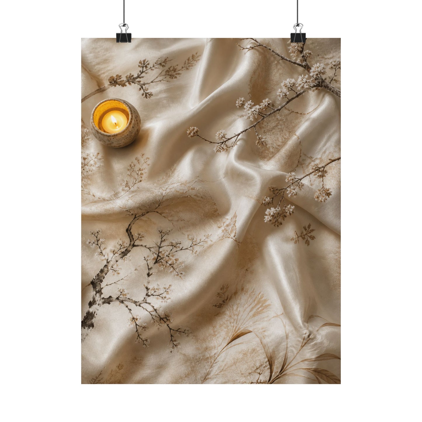 Warm Silk Drape Wall Art Print - Japanese Pattern Japandi