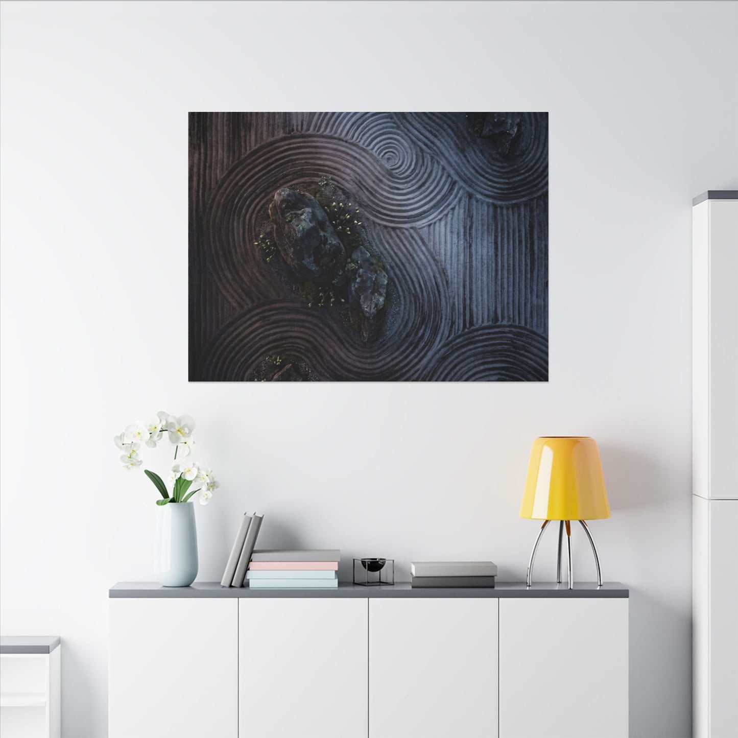 Spring Rock Garden Charcoal Ink Canvas Art | Bold Decor
