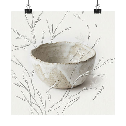Japandi Ceramic Bowl in Overcast | Minimal Line Wall Art Print