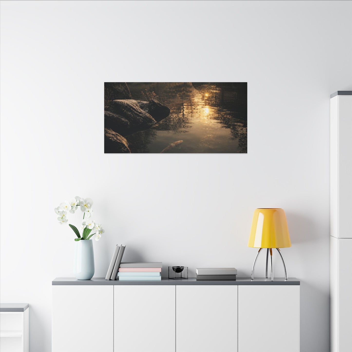 Winter Koi Pond Shadow Zen Canvas Art | Bold Decor