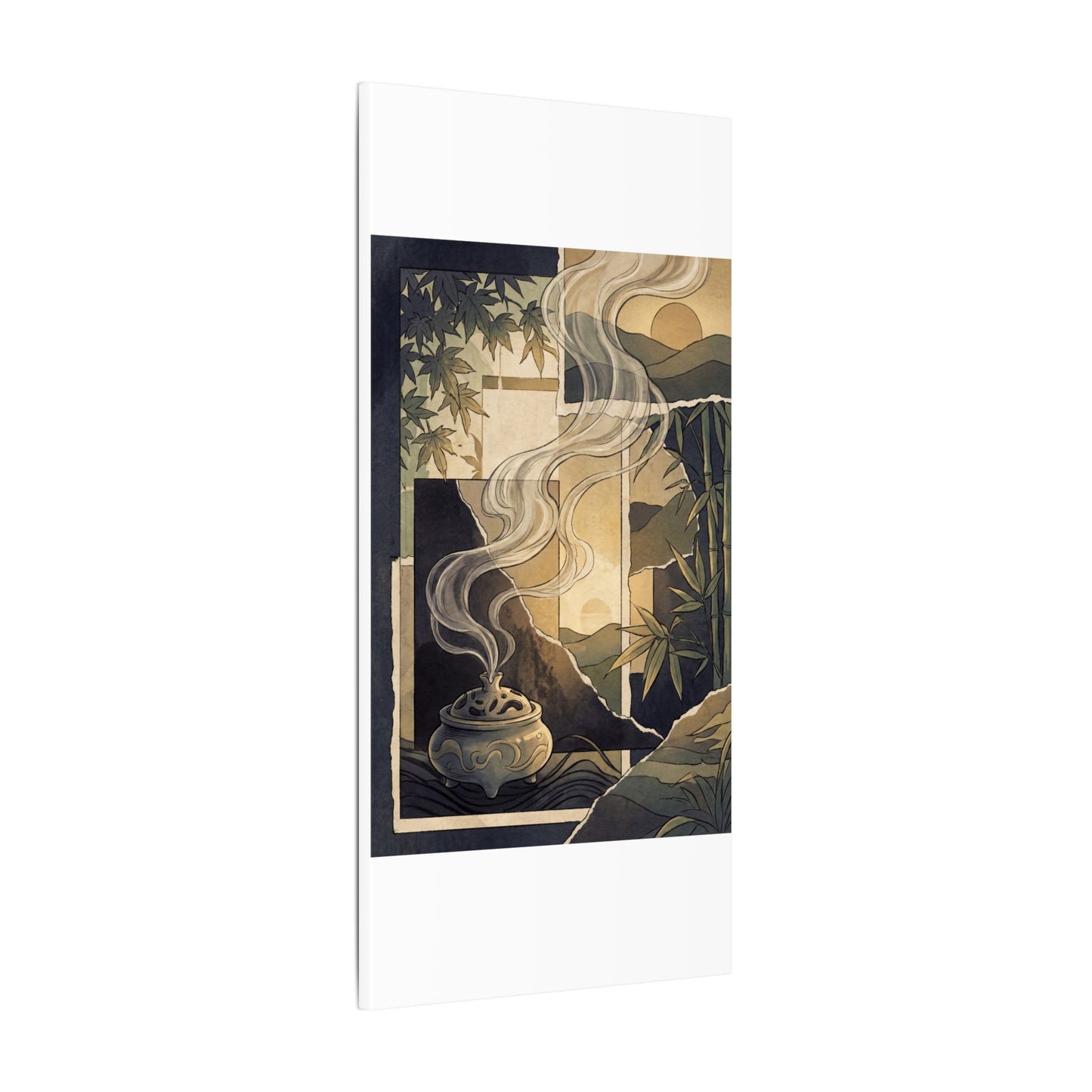 Tranquil Incense Smoke Canvas Art - Ukiyo E Inspired Zen