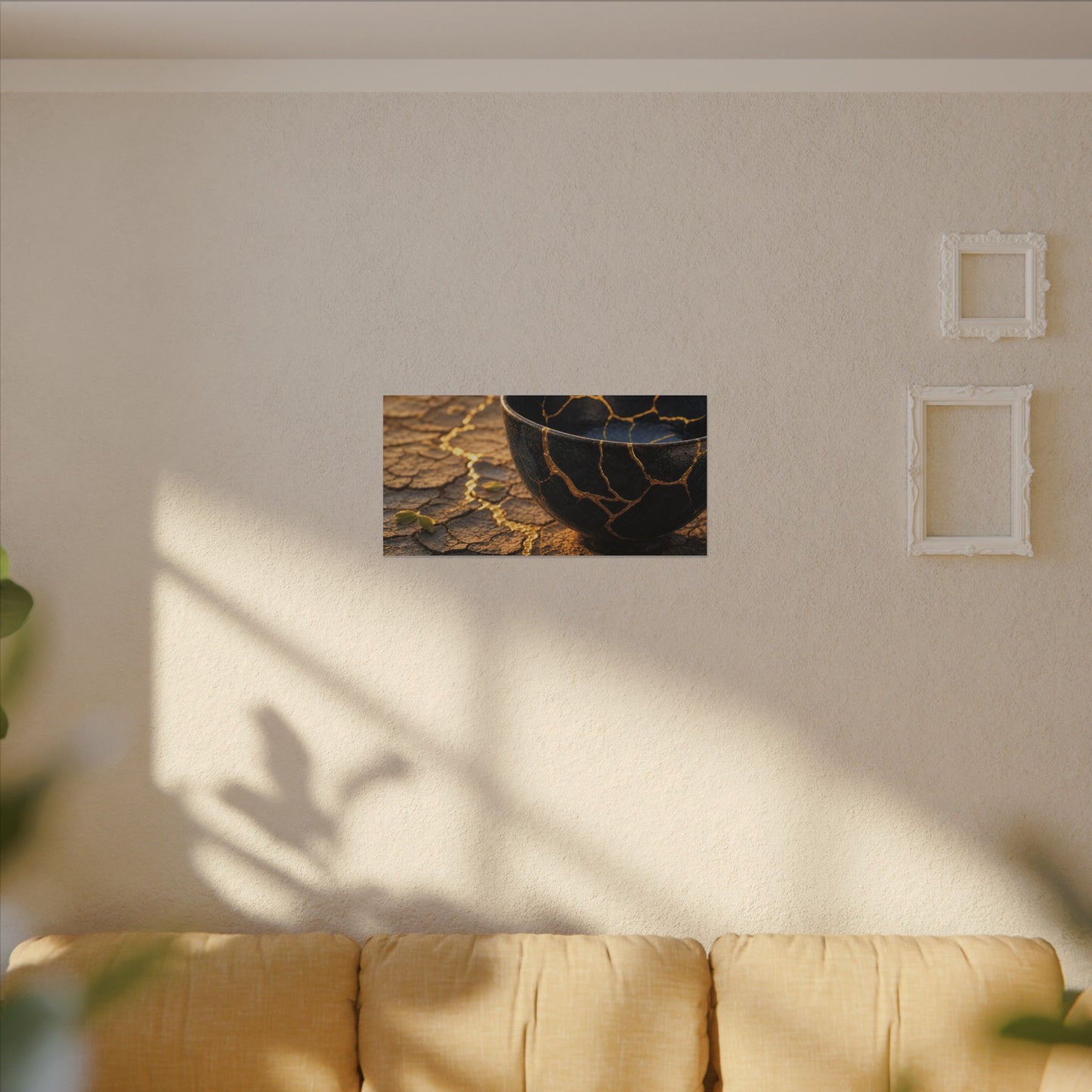 Golden Hour Cracked Earth Canvas Art - Kintsugi Fukinsei