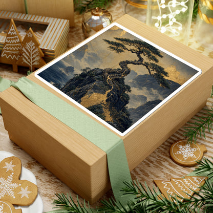 Beautiful Pine Tree Sticker - Crackle Gold Kintsugi