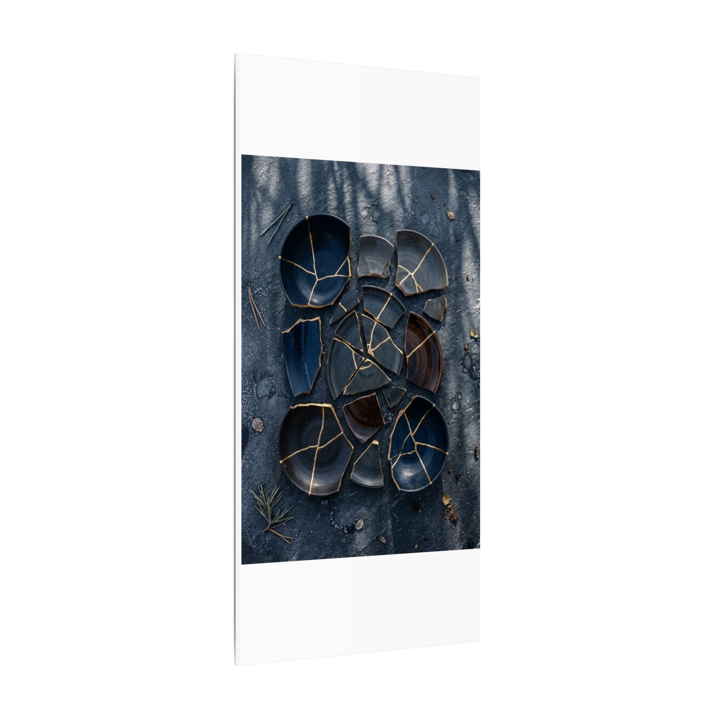 Dark Japandi Broken Pottery in Dappled | Shadow Zen Canvas Art
