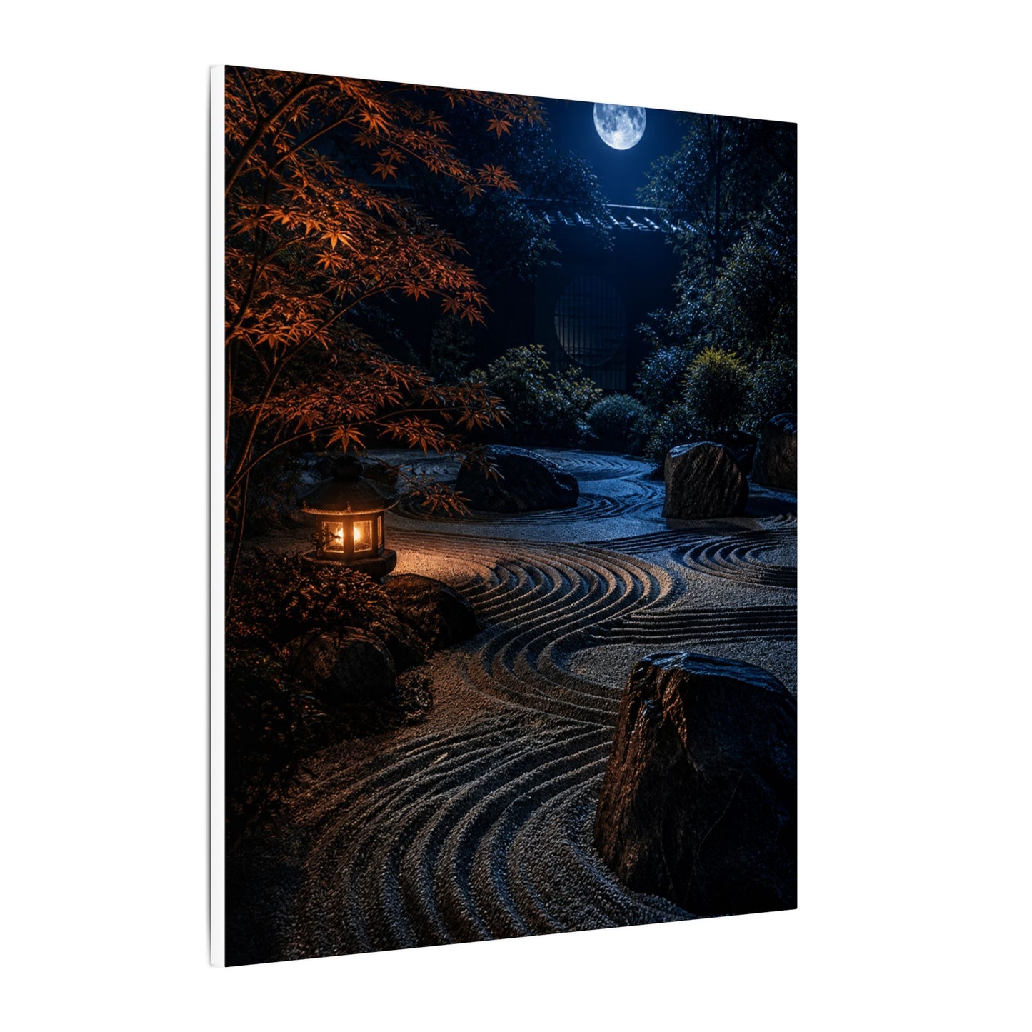 Summer Rock Garden Shadow Zen Canvas Art | Moody Decor