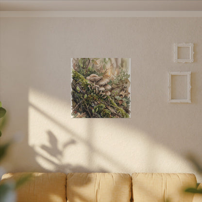 Wild Mushrooms Canvas Art | Spring Japandi Watercolor Art
