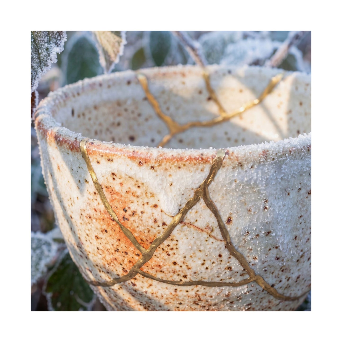 Kintsugi Ceramic Bowl in Dappled | Gold Vein Wall Art Print