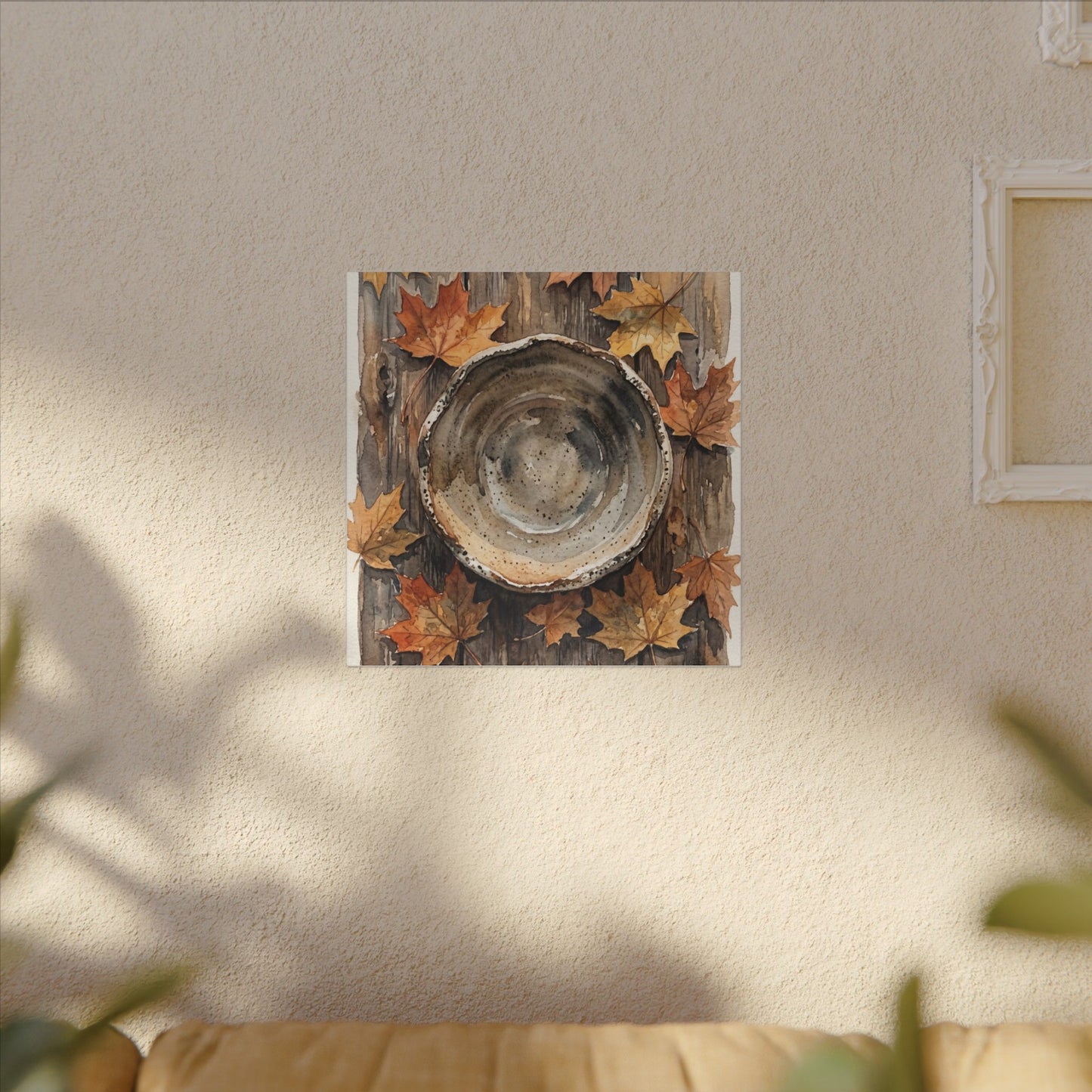 Ma Ceramic Bowl Canvas Art - Japandi Watercolor
