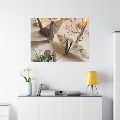 Paper Fold Spring Canvas Art | Japandi Earthy Design