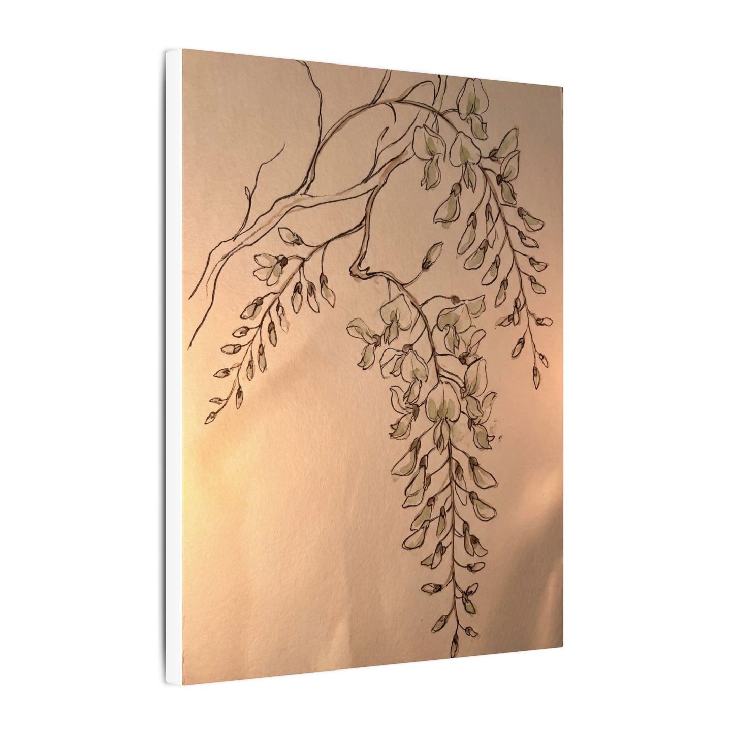 Japandi Wisteria in Candlelight | Minimal Line Canvas Art