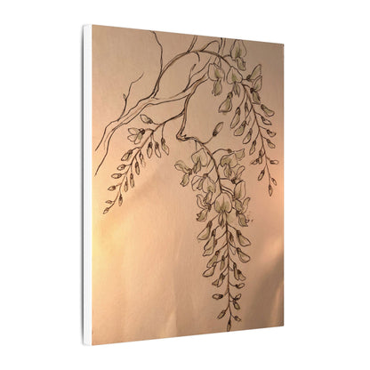 Japandi Wisteria in Candlelight | Minimal Line Canvas Art
