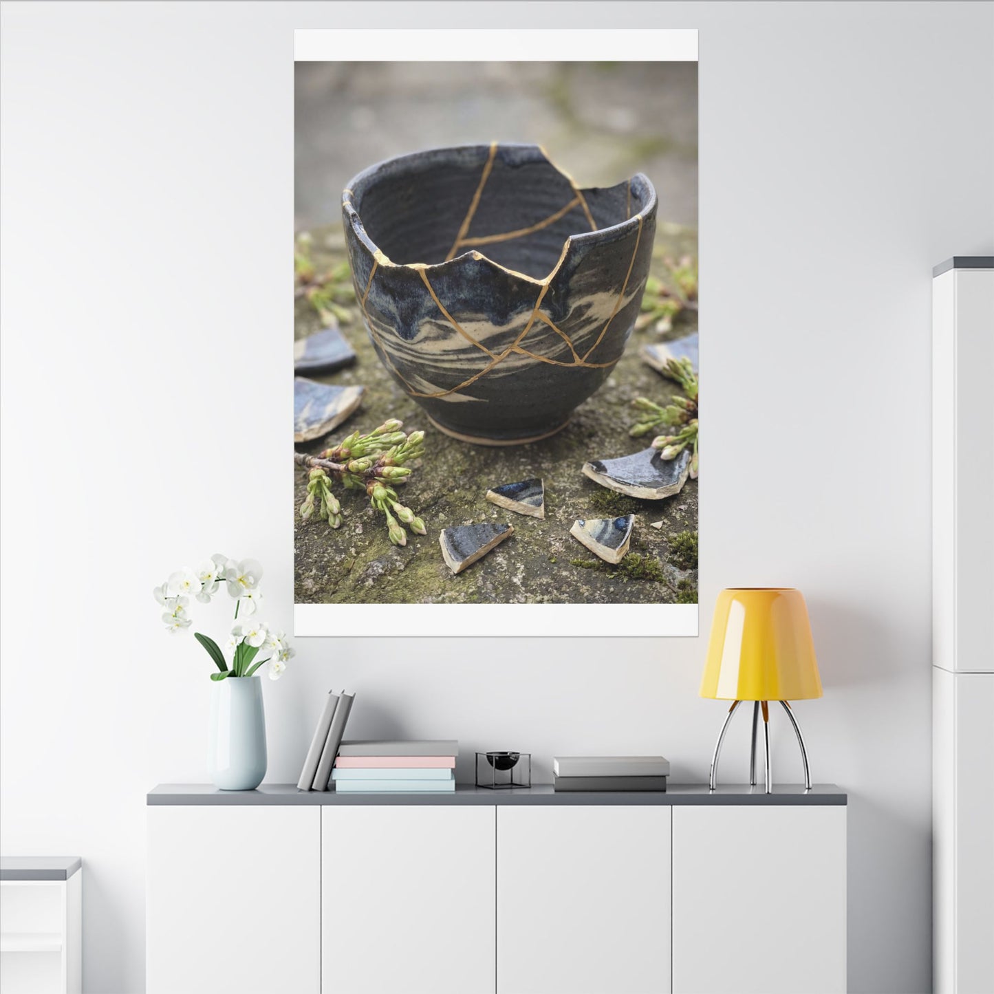 Datsuzoku Ceramic Bowl Canvas Art - Kintsugi Gold Repair
