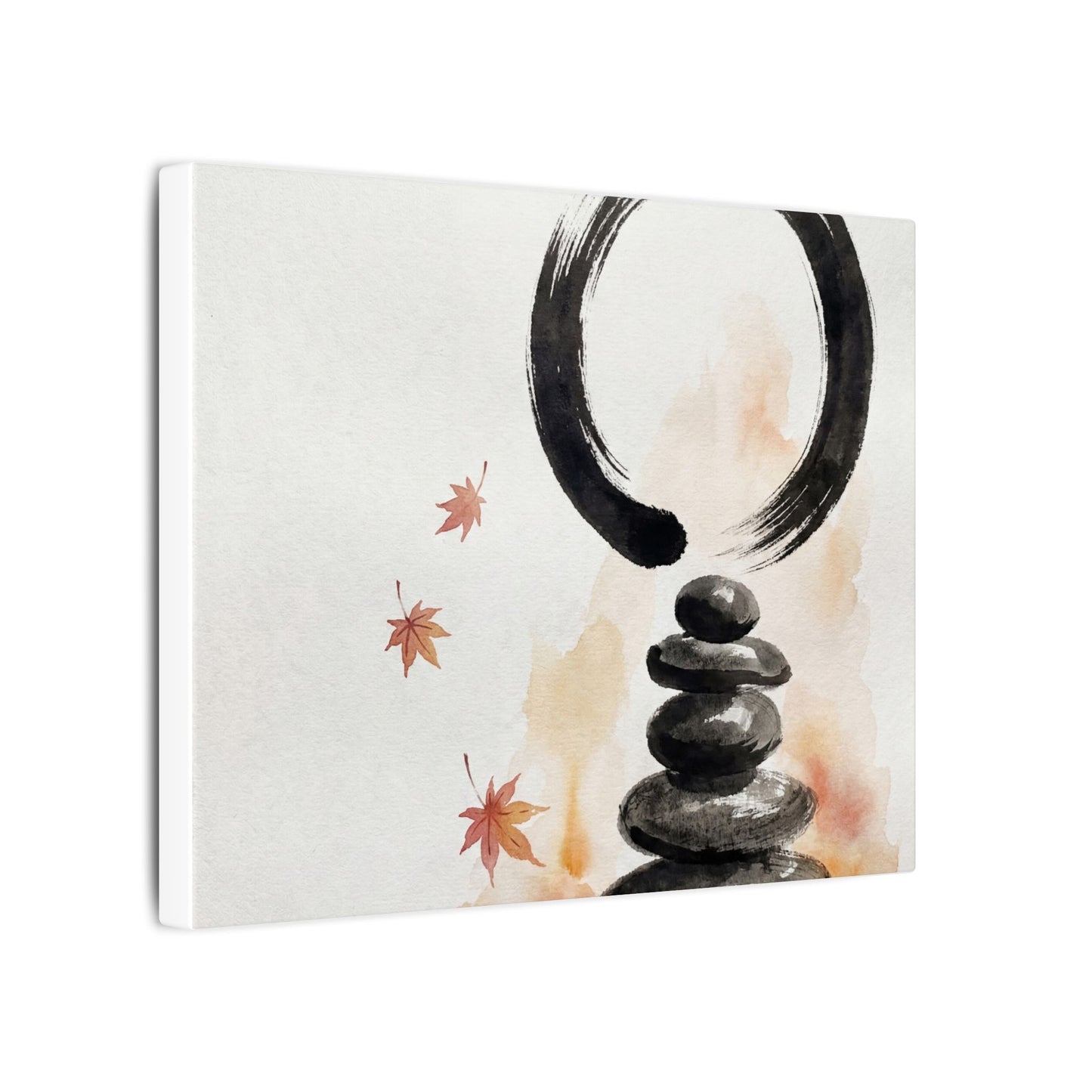 River Stones Canvas Art | Autumn Zen Enso Art