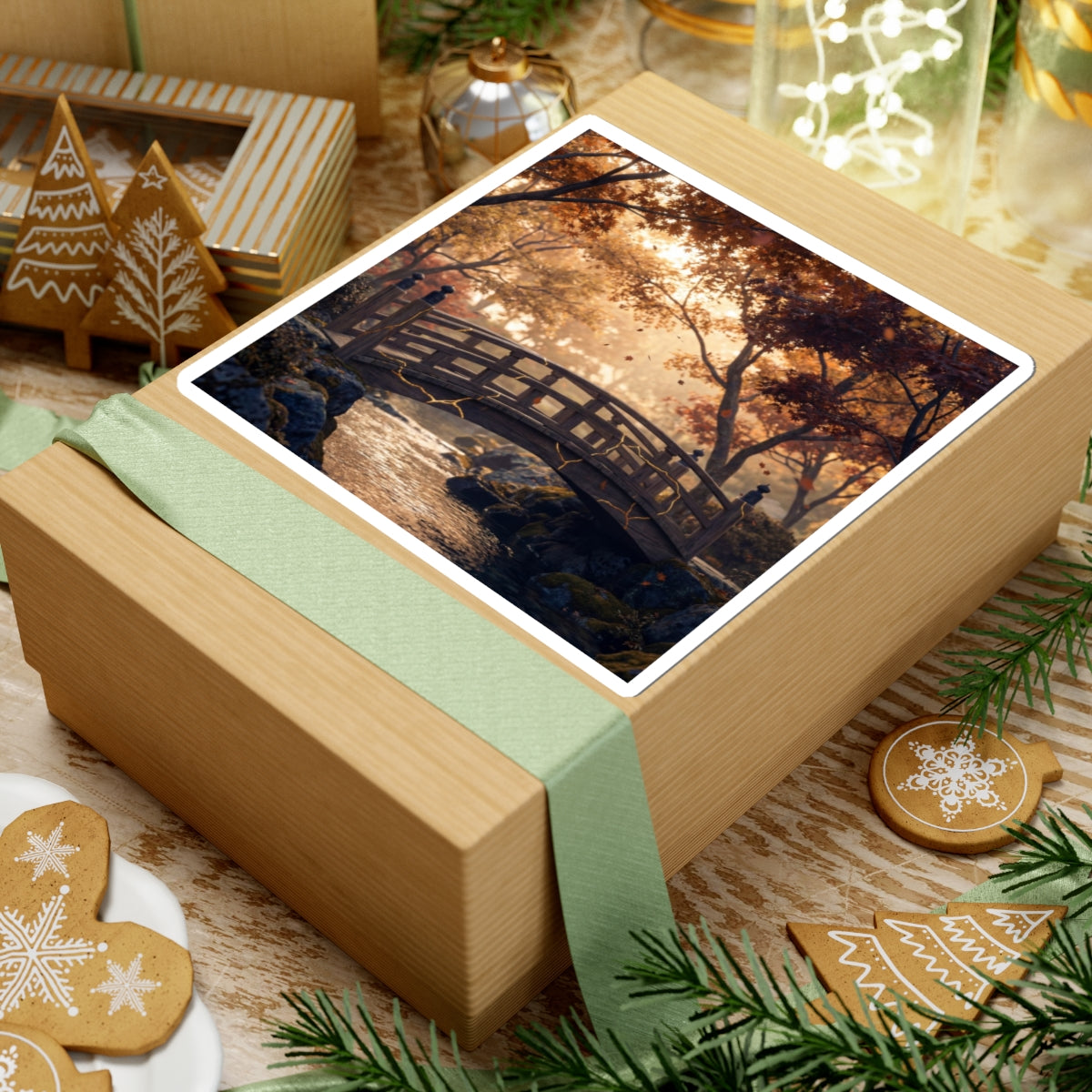 Seijaku Wooden Bridge Sticker - Kintsugi Gold Vein Art Print