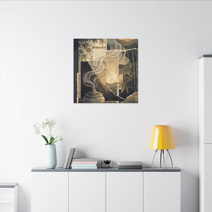 Tranquil Incense Smoke Canvas Art - Ukiyo E Inspired Zen