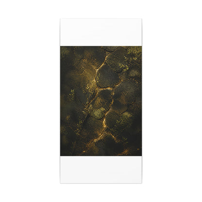 Shibui Cracked Earth Canvas Art - Dark Japandi Dark Texture