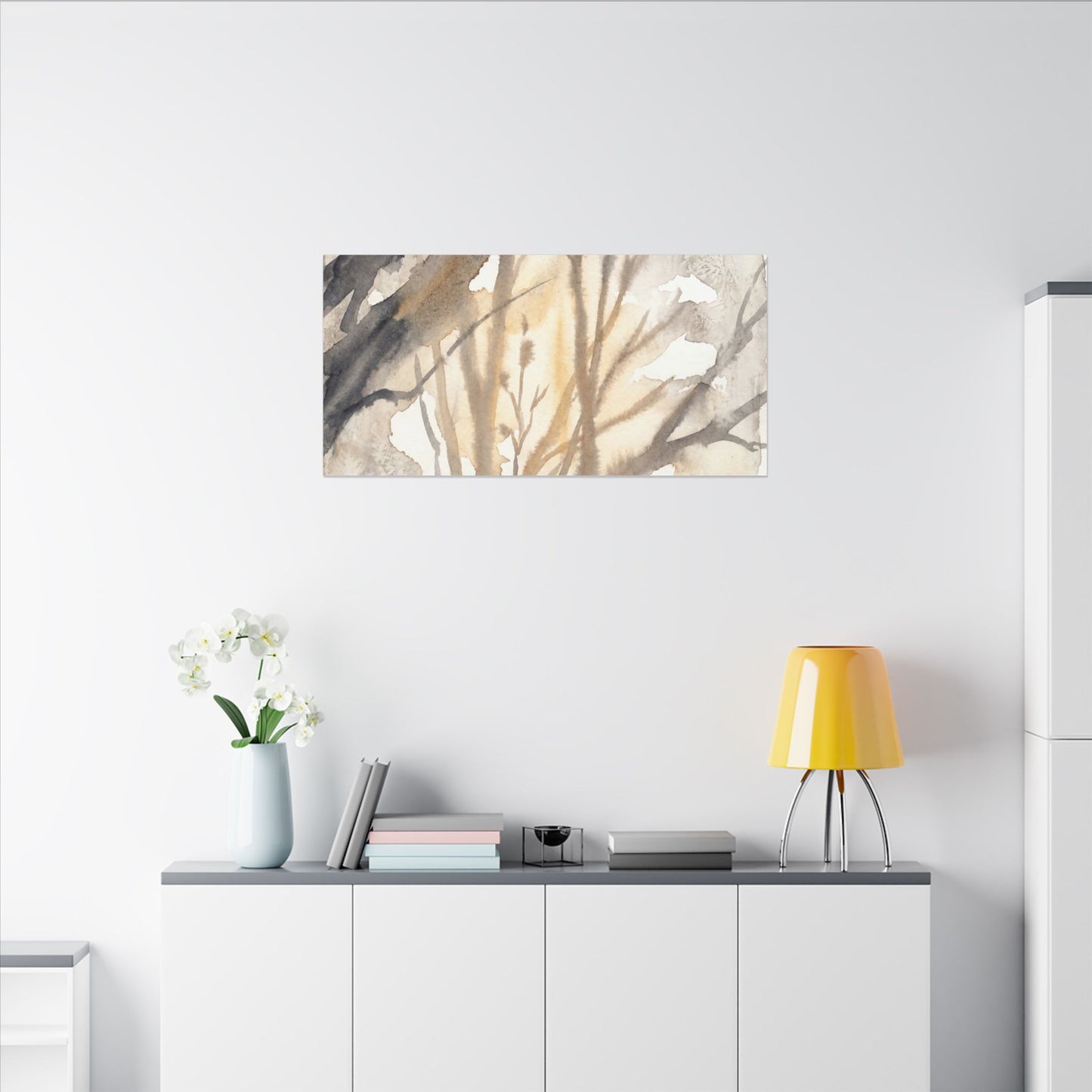 Ma Shadow Play Canvas Art - Japandi Watercolor