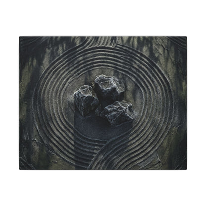 Moody Rock Garden Canvas Art - Dark Texture Dark Japandi