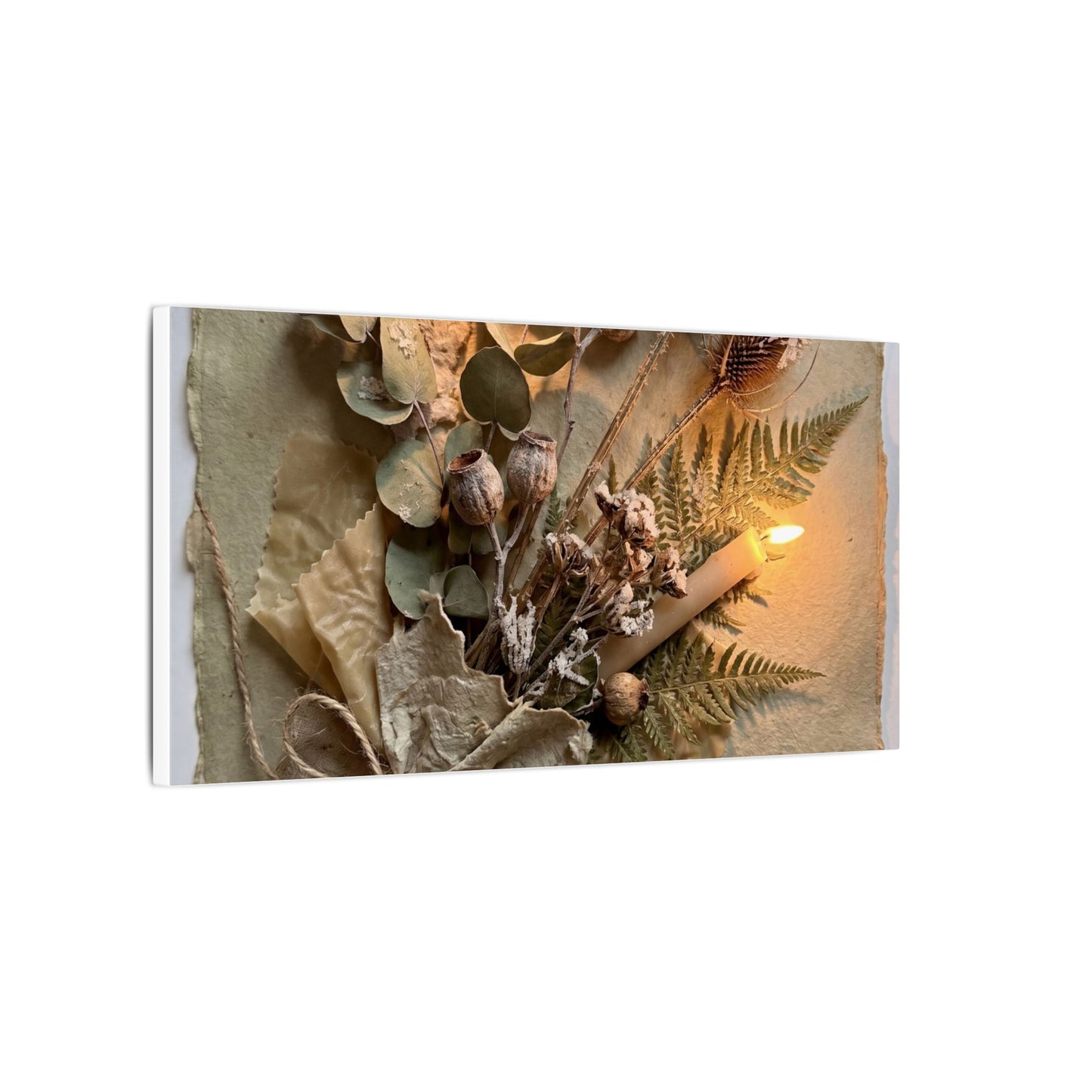 Dried Flowers Texture Canvas Art | Warm Japandi Art