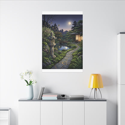 Spring Moonlit Garden Gold Vein Canvas Art | Resilient Decor