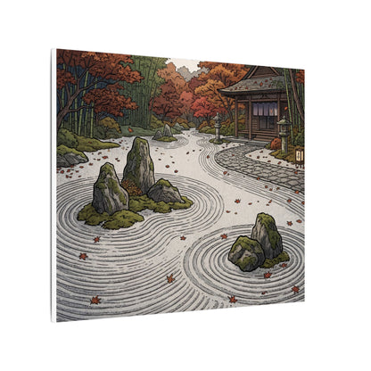 Autumn Rock Garden Ukiyo E Inspired Canvas Art | Peaceful Decor