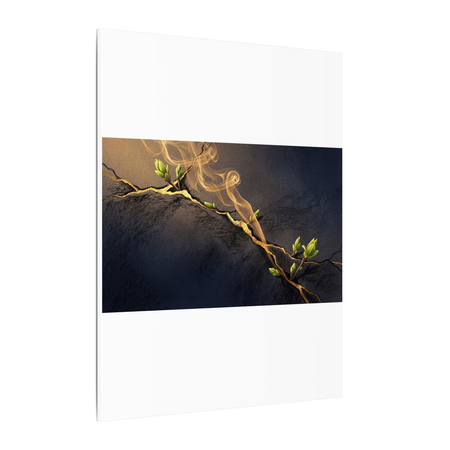 Spring Incense Smoke Gold Vein Canvas Art | Healing Decor