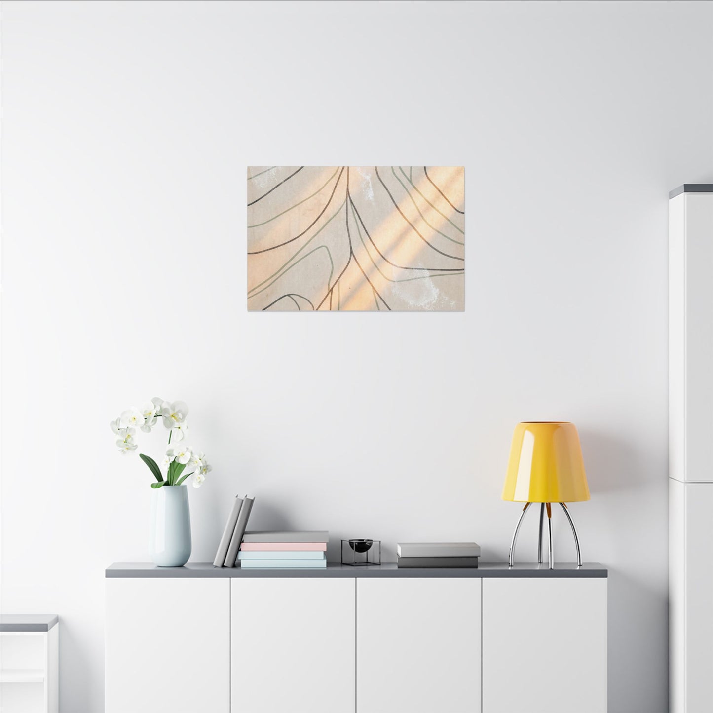 Shoji Screen Minimal Line Canvas Art | Warm Japandi Art