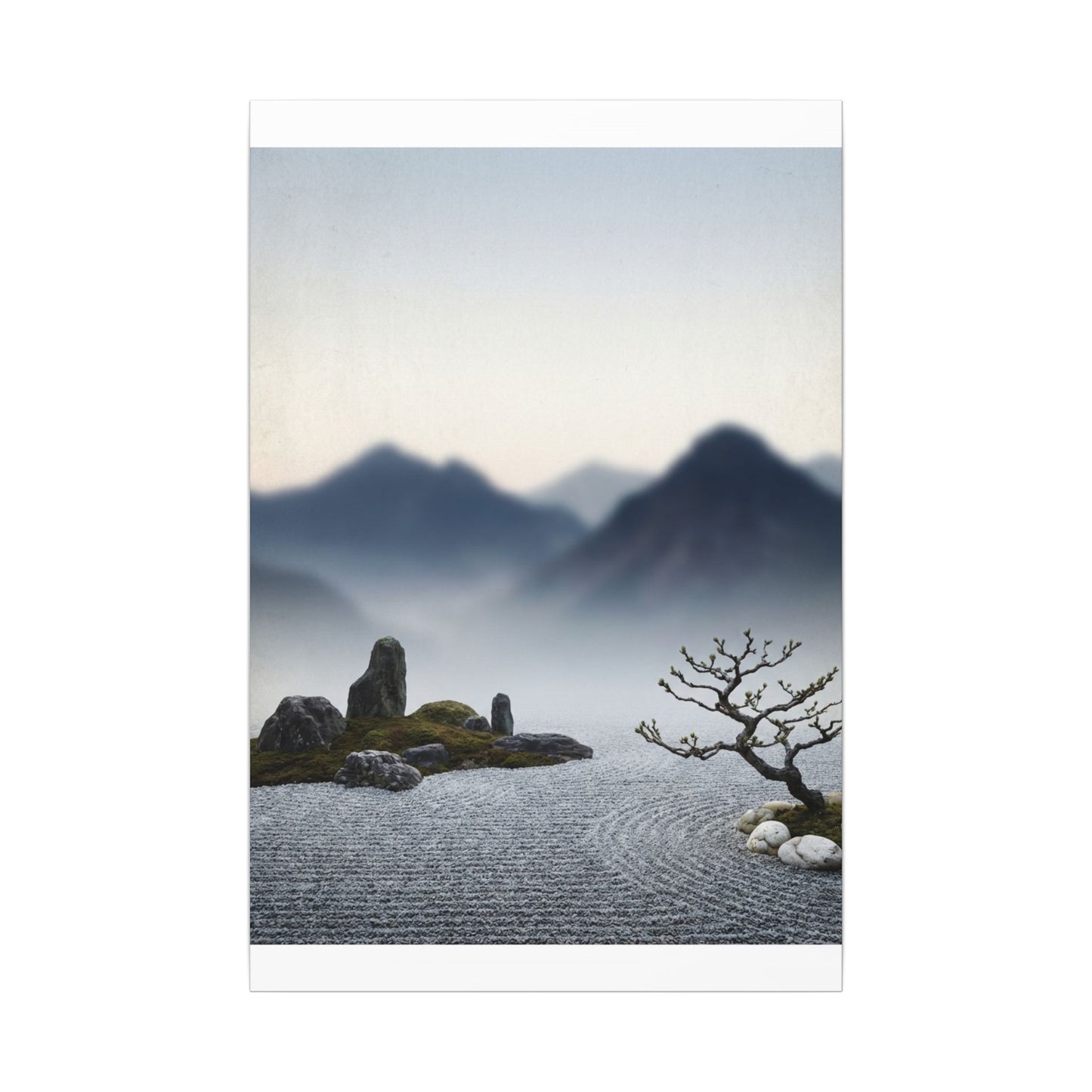 Mountain Mist Karesansui Canvas Art | Contemplative Zen Art
