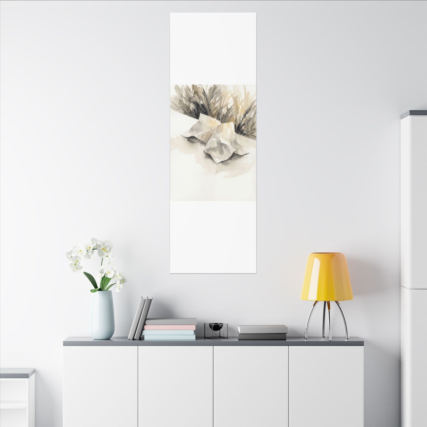 Paper Fold Watercolor Canvas Art | Warm Japandi Art
