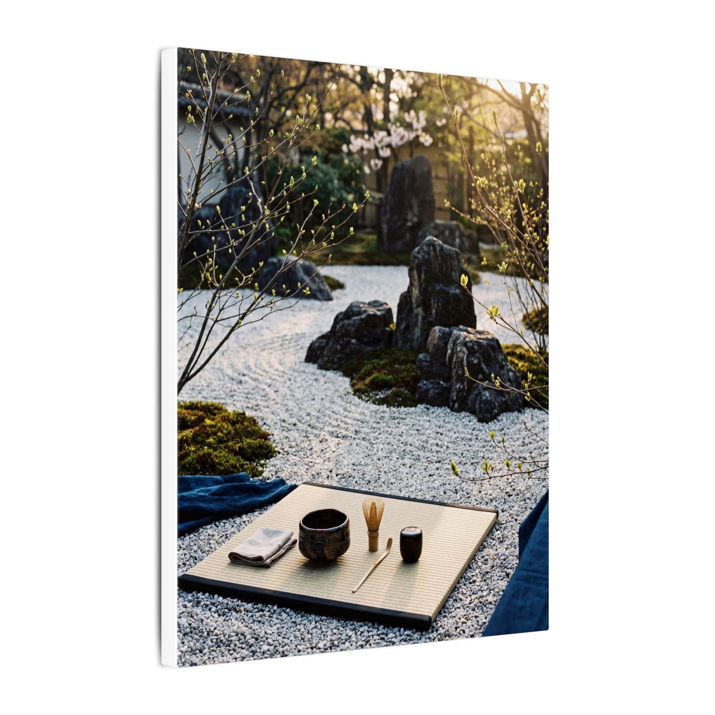 Zen Tea Ceremony in Golden Hour | Karesansui Canvas Art