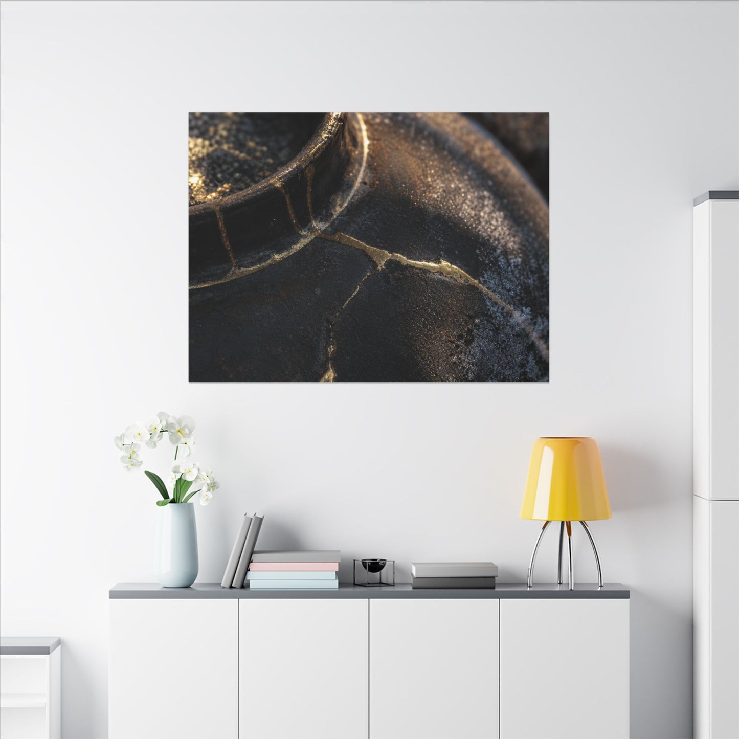 Kintsugi Rust Patina in Golden Hour | Broken Beauty Canvas Art