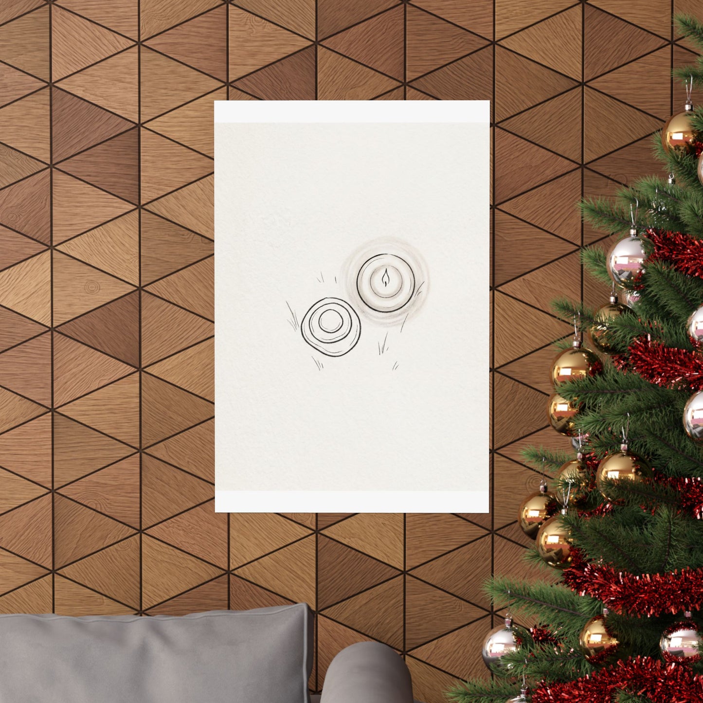 River Stones Minimal Line Wall Art Print | Neutral Japandi Art