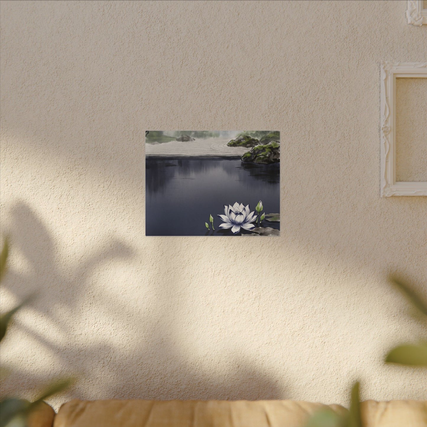 Lotus Flower Karesansui Canvas Art | Tranquil Zen Art