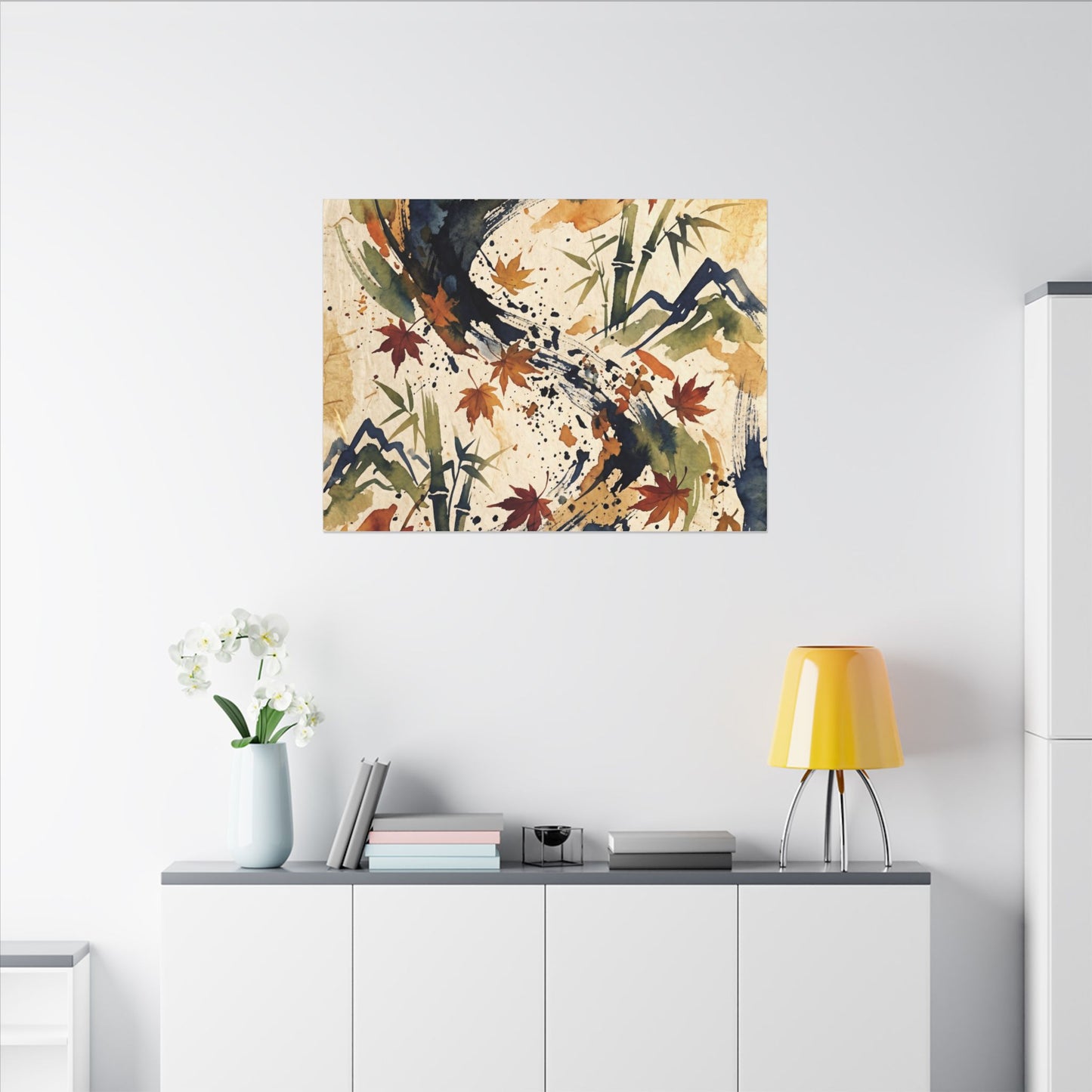 Golden Hour Ink Brushstroke Canvas Art - Zen Shibui