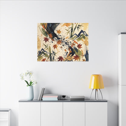 Golden Hour Ink Brushstroke Canvas Art - Zen Shibui