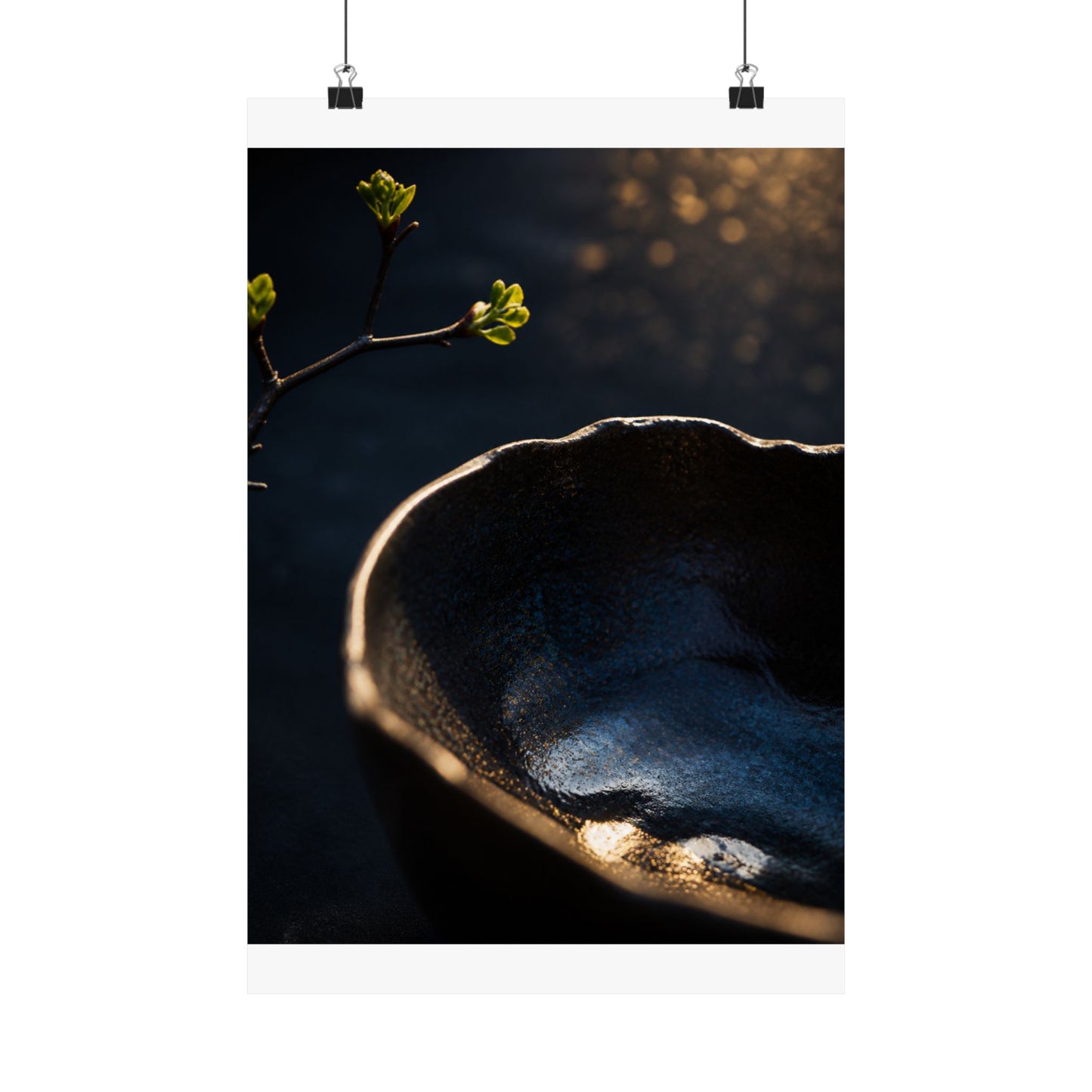 Ma Ceramic Bowl Wall Art Print - Dark Japandi Shadow Zen