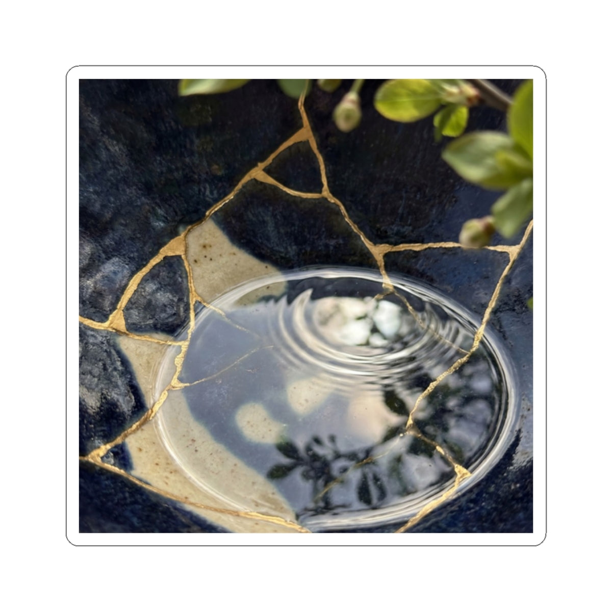Water Ripple Sticker | Spring Kintsugi Gold Repair Art Art Print