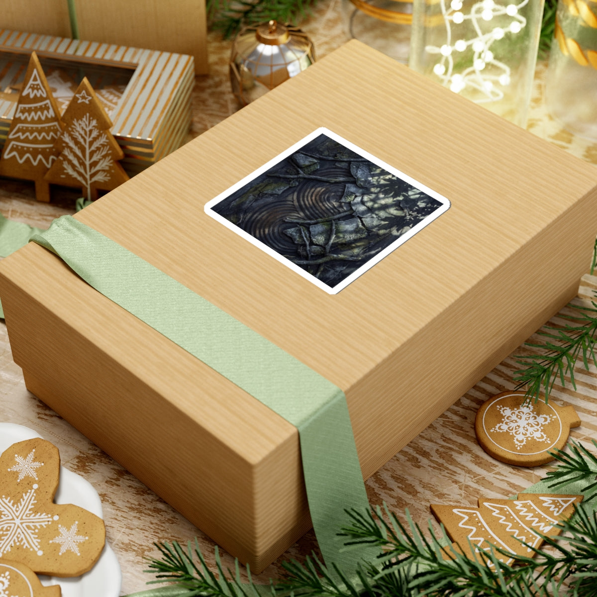 Dark Japandi Rock Garden in Dappled | Dark Texture Sticker Art Print