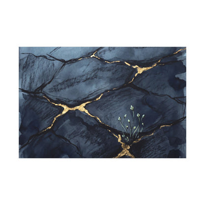Mono No Aware Cracked Earth Canvas Art - Dark Japandi Charcoal Ink Art Print