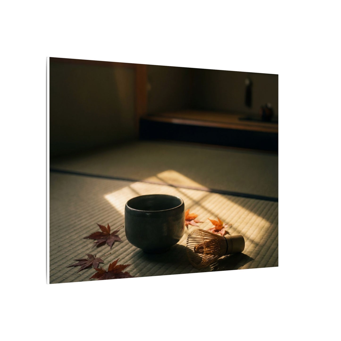 Dark Japandi Tea Ceremony in Golden Hour | Moody Minimal Canvas Art